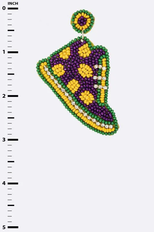 Mardi Gras Iconic Shoes Beaded Earrings