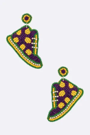 Mardi Gras Iconic Shoes Beaded Earrings