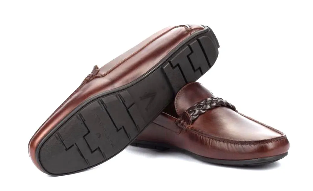 Martinelli 1411-2509B Cognac Pacific Leather Moccasins Slip On Shoes Made In Spain