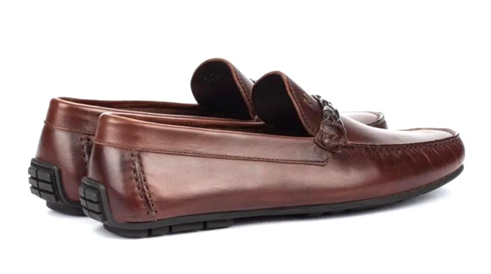 Martinelli 1411-2509B Cognac Pacific Leather Moccasins Slip On Shoes Made In Spain