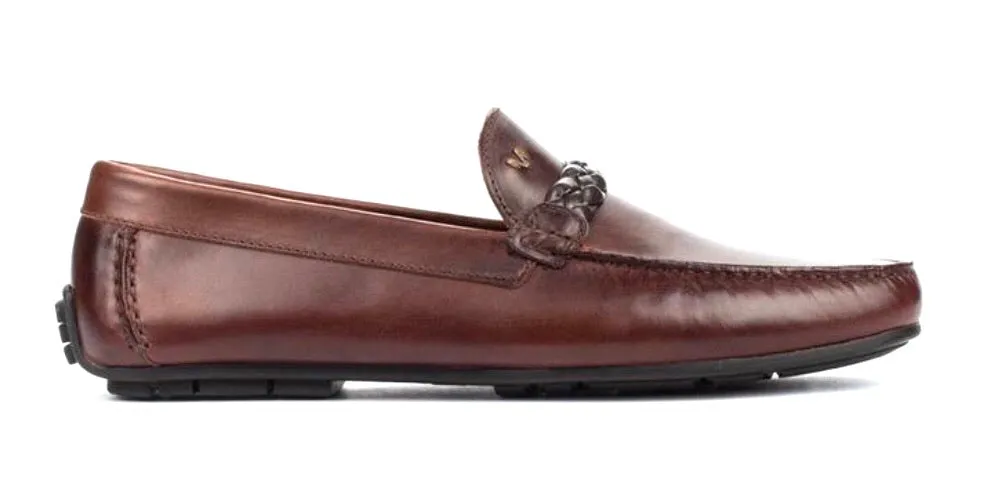 Martinelli 1411-2509B Cognac Pacific Leather Moccasins Slip On Shoes Made In Spain