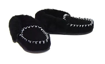 MOCCASINS Adults Black Slipper
