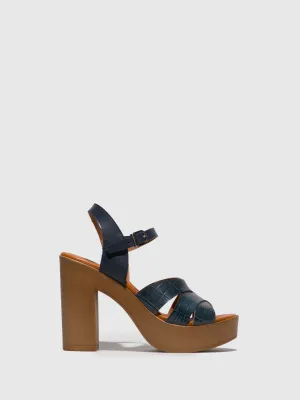 Navy Heel Sandals