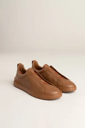 Pebbled Brown Triple Stitch™ Sneakers