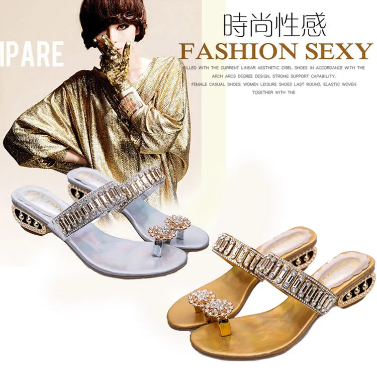 PU Chunky Heel Slip-on Summer Slipper Sandals