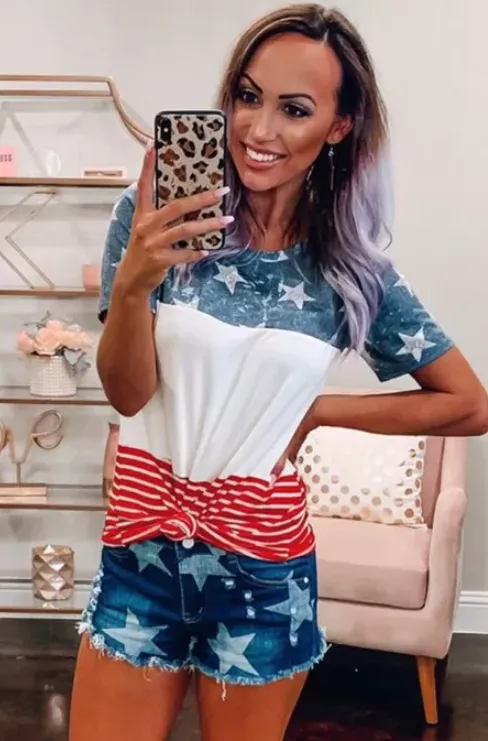 REACH FOR THE STARS COLORBLOCK TEE