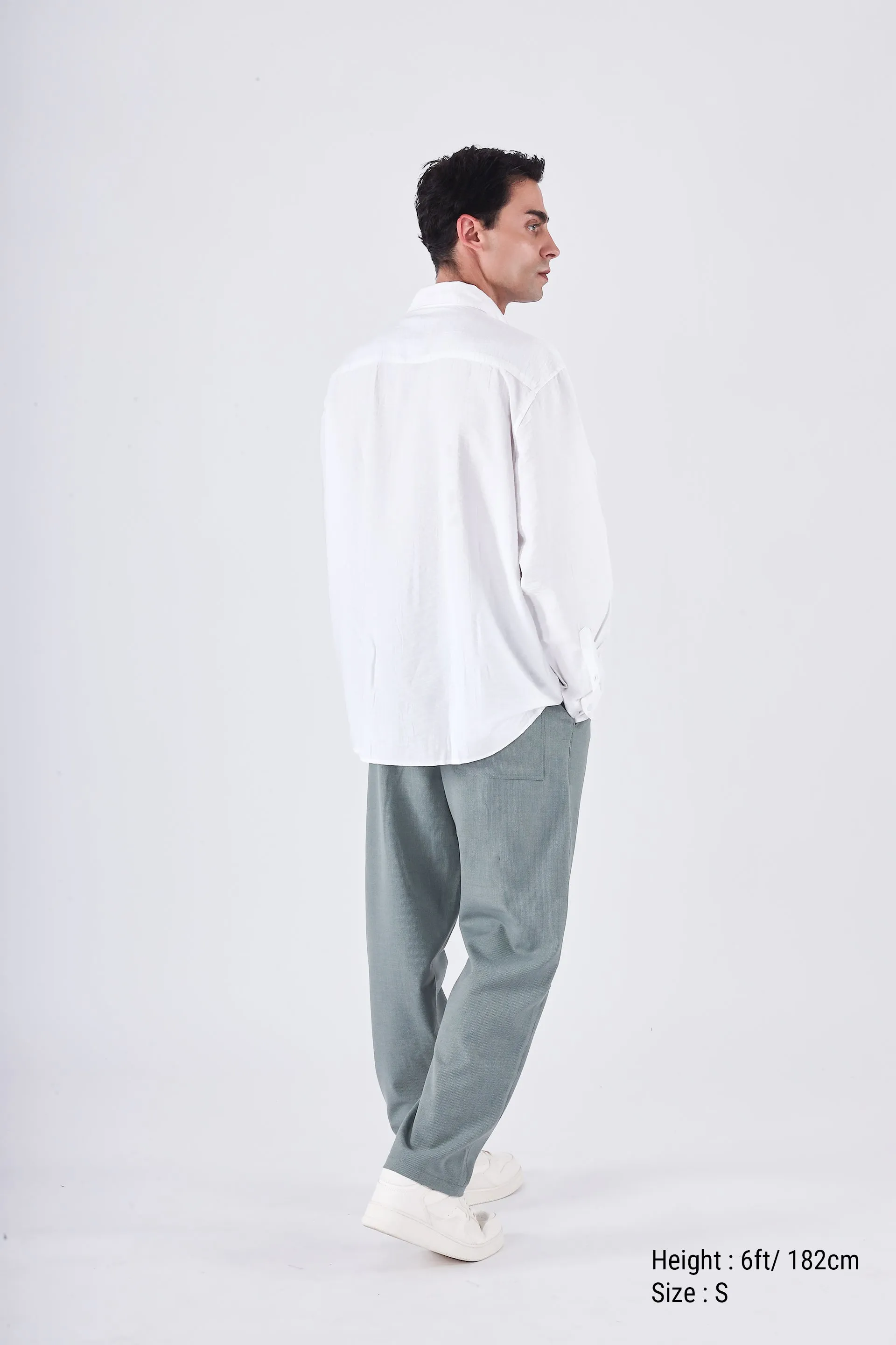 RELAXED STRIPED DRAPE SHIRT IN WHITE