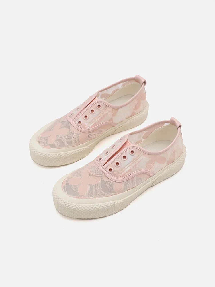 Rory Floral Embroidered Lace Slip-on Sneakers