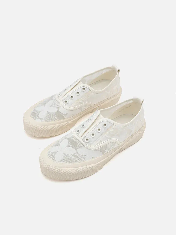 Rory Floral Embroidered Lace Slip-on Sneakers