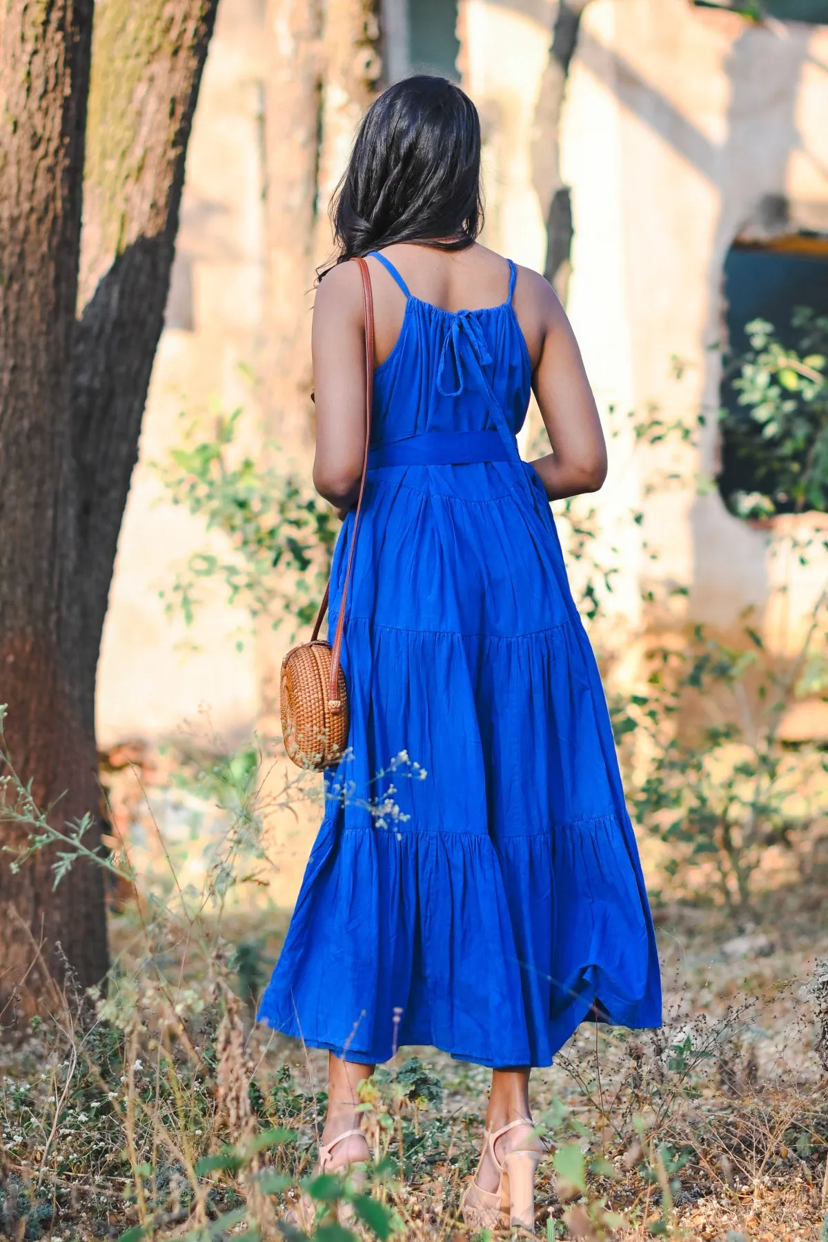 Rose Tiered Maxi Dress - Blue