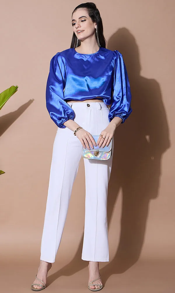 SAPPHIRE SILK SATIN TOP FOR WOMEN