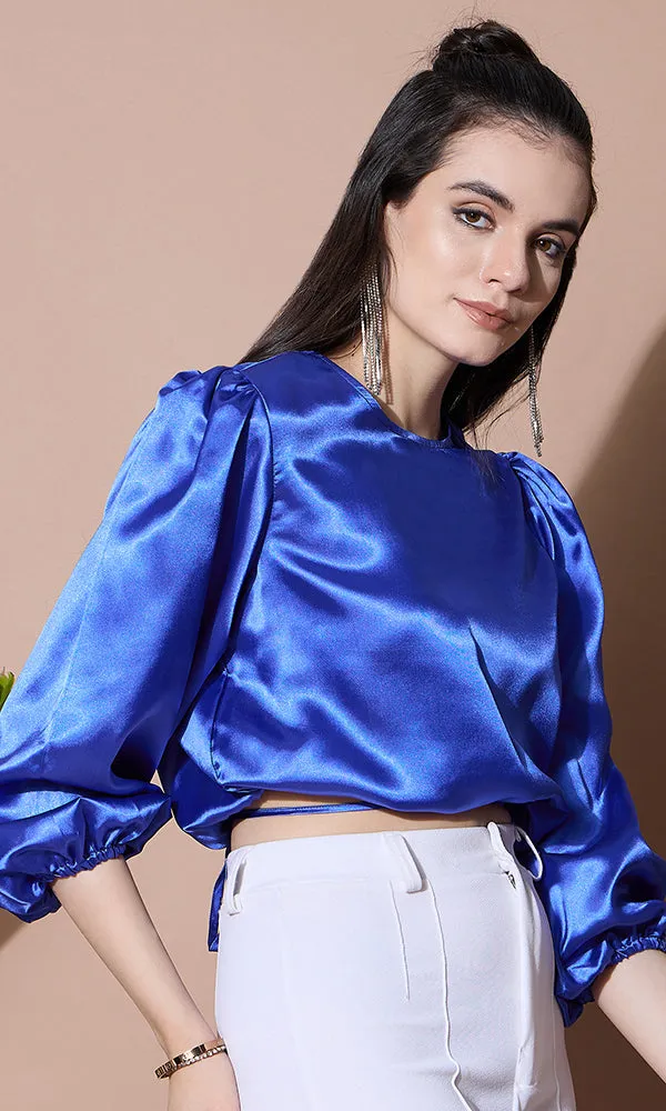 SAPPHIRE SILK SATIN TOP FOR WOMEN