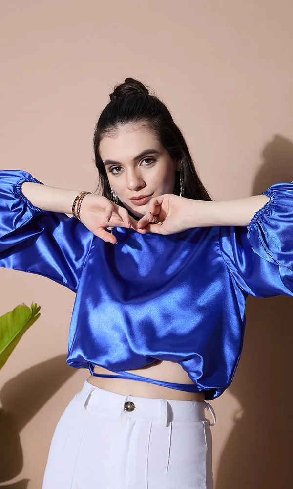 SAPPHIRE SILK SATIN TOP FOR WOMEN