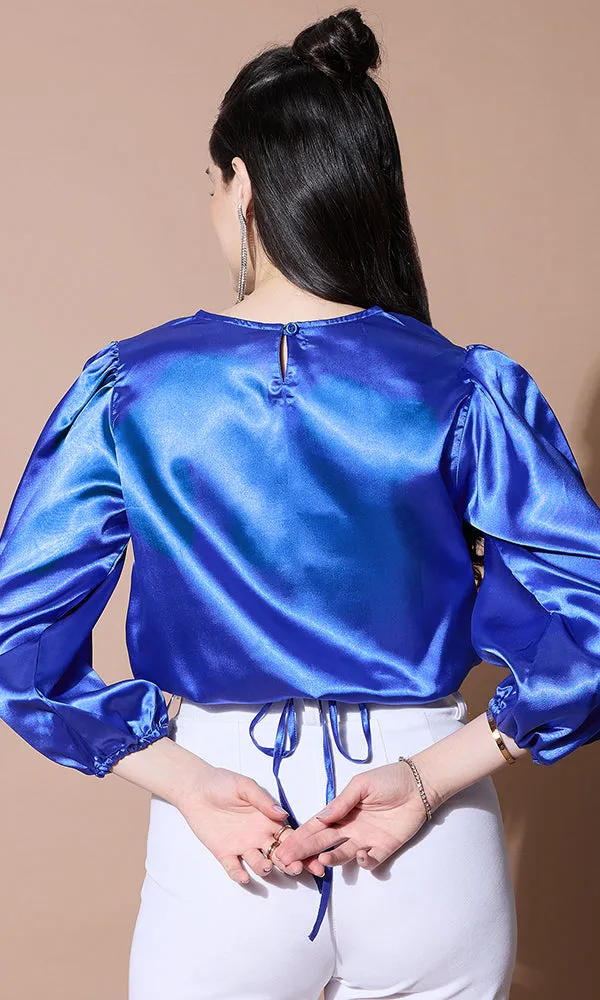 SAPPHIRE SILK SATIN TOP FOR WOMEN