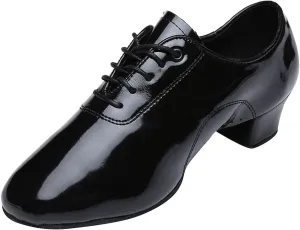 Shoes Boys Modern Dance Shoes Prom Ballroom Latin Dance Shoes Solid Color Lace Up Leather Shoes Light up (Black, 32)