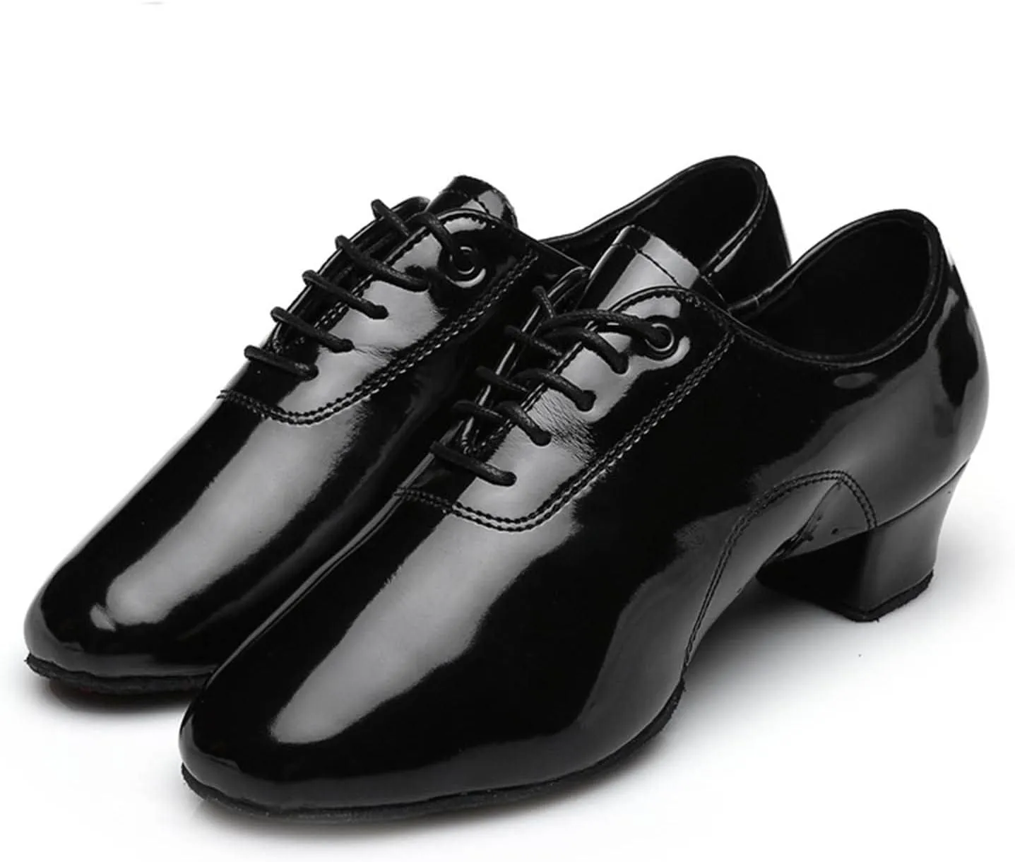 Shoes Boys Modern Dance Shoes Prom Ballroom Latin Dance Shoes Solid Color Lace Up Leather Shoes Light up (Black, 32)