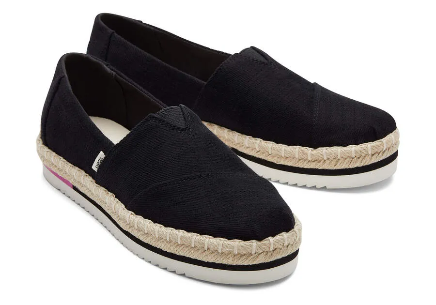 TOMS Womens Alpargata Platform Espadrille - Black