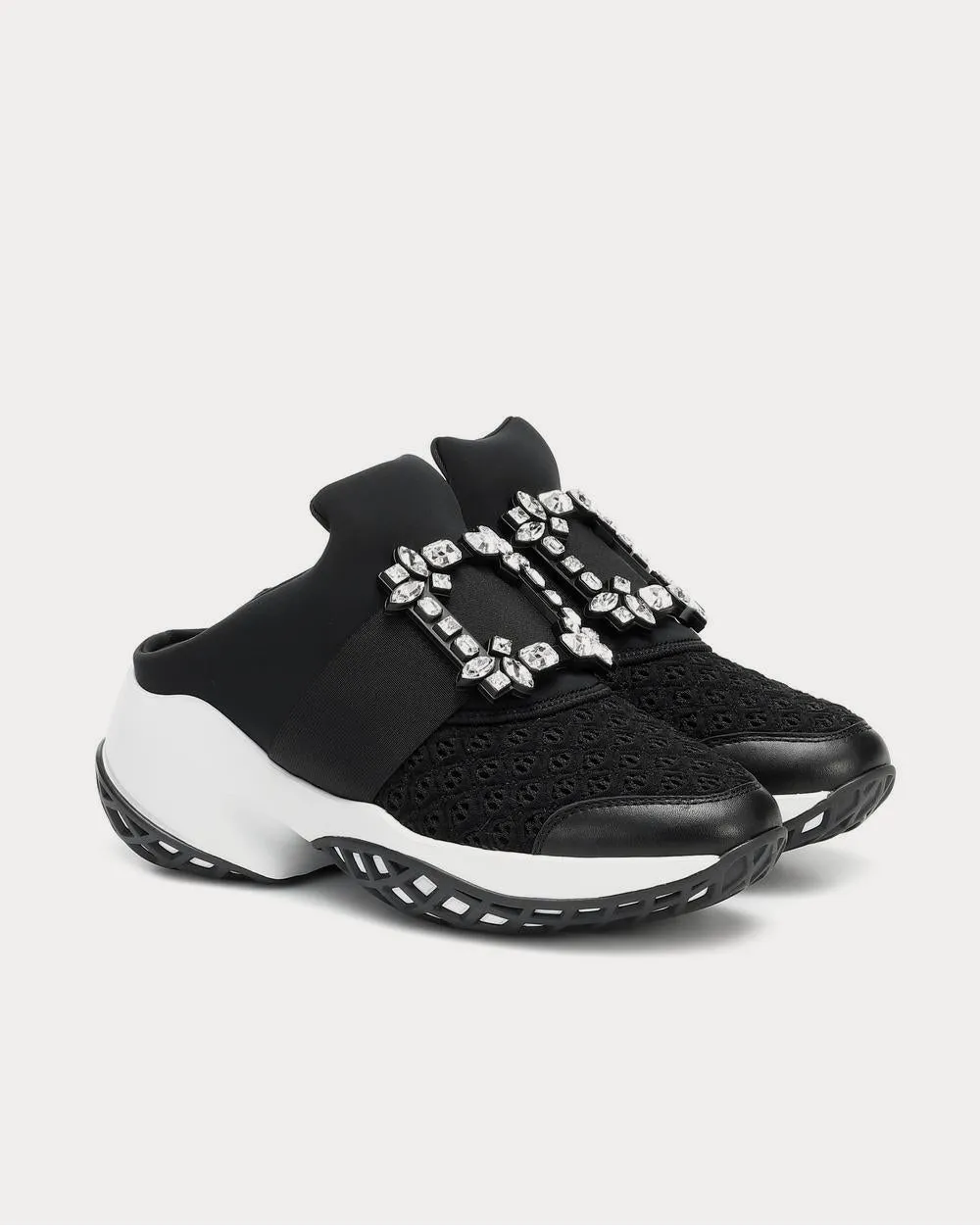 Viv' Run Strass Buckle Black Slip On Sneakers