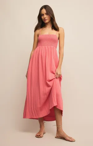 Z SUPPLY BEACHSIDE MIDI DRESS IN SUNSET PINK