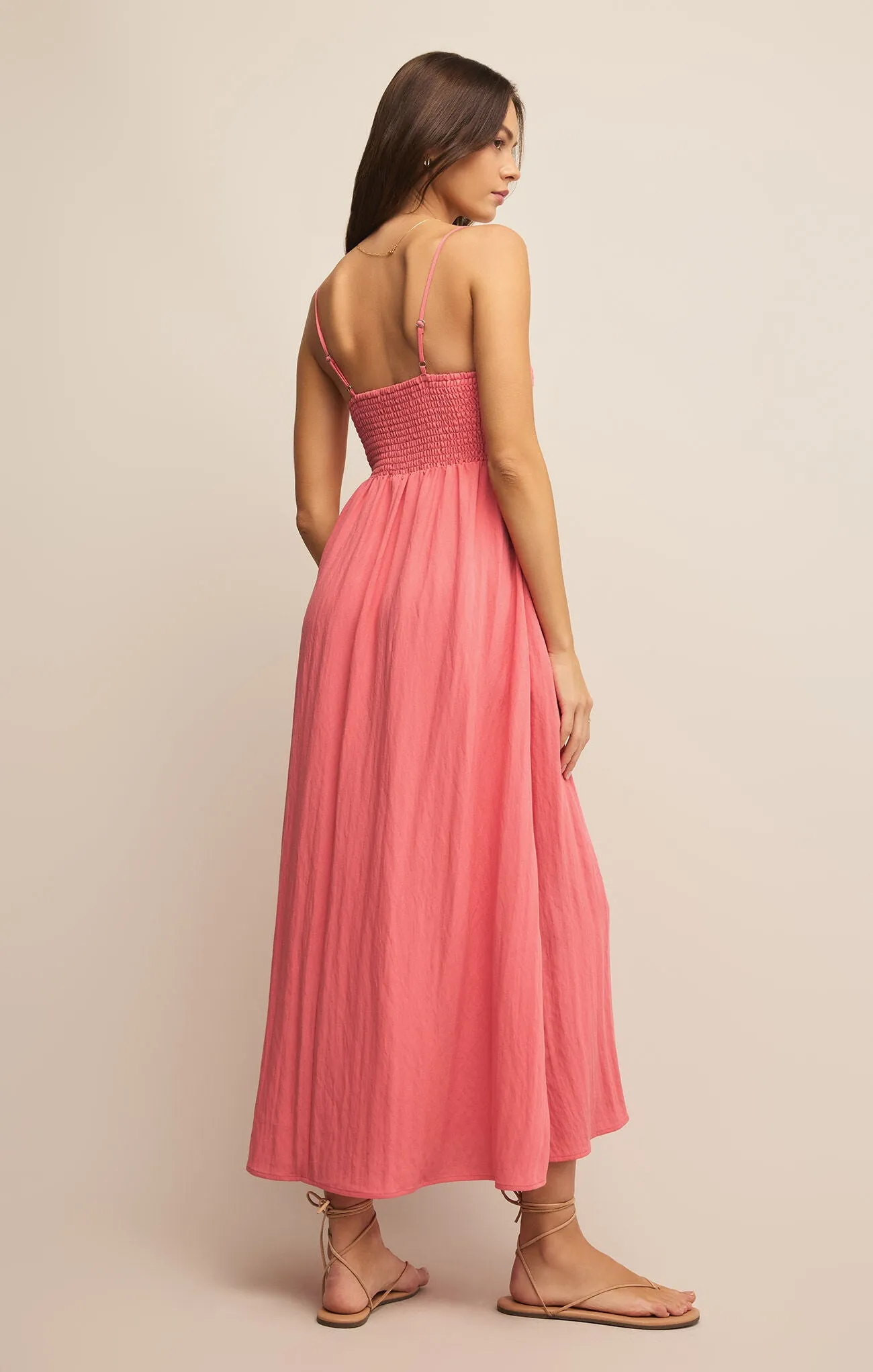 Z SUPPLY BEACHSIDE MIDI DRESS IN SUNSET PINK