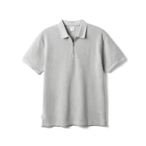 Zip Collar Polo Shirt for Men  Classic Short Sleeve Top in Black or Grey | 260gsm Casual Summer Shirt